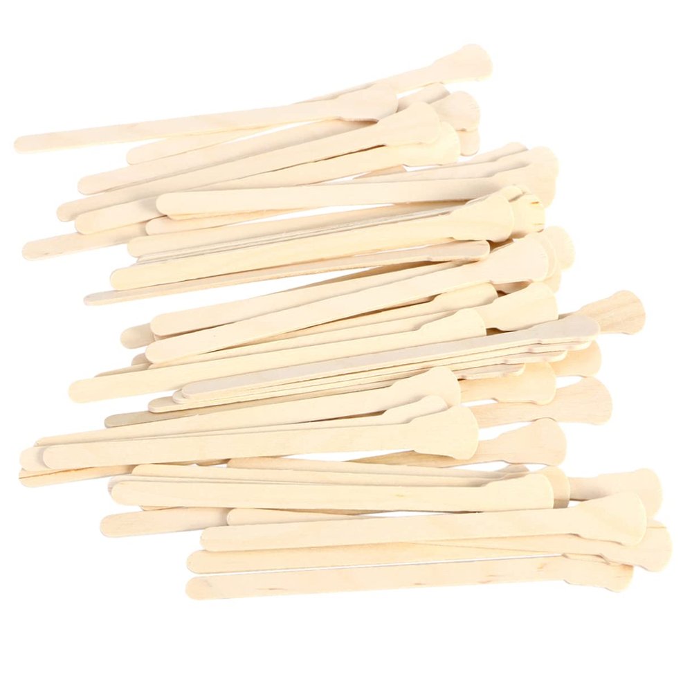 FRCOLOR Eyebrow Waxing Sticks 50pcs Wooden Hair Removal Tool Applicator for Strip Hot Salon Home Use