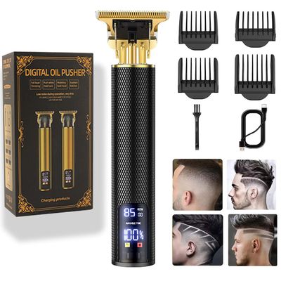 Hair Clippers for Mens Hair Trimmer T-Blade Trimmer Professional Haircut & Grooming Kit Rechargeable Clippers Hair Trimmer Shaver LCD Display (Black)