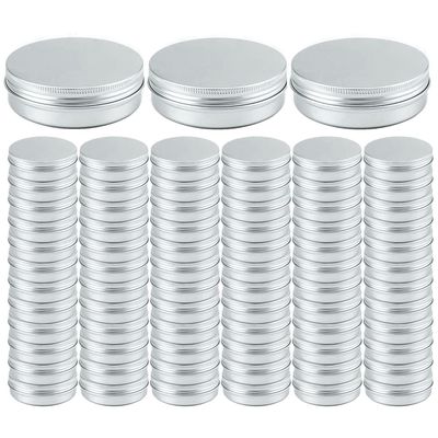 2oz Aluminum Empty Storage Screw-top Tin Jars with Lids, 75PCS Round Candle Cans, Refillable Cosmetic Containers for Lip Balm, Shea Butter, Salves, Silver