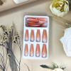 MERVF Coffin Press on Nails Long Fake Nails Orange French Tip Ballerina Glue ons with Ombre Design Artificial Acrylic Nail Glossy 24pcs view 2