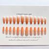 MERVF Coffin Press on Nails Long Fake Nails Orange French Tip Ballerina Glue ons with Ombre Design Artificial Acrylic Nail Glossy 24pcs view 3