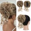S-noilite Claw Clip Messy Bun Hair Pieces Blonde Curly Wavy Hair Bun Ponytail Extensions with Claw Clip in Bun Hairpieces Scrunchie for Women(12H24#Light brown & Ash blonde) view 1