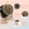 S-noilite Claw Clip Messy Bun Hair Pieces Blonde Curly Wavy Hair Bun Ponytail Extensions with Claw Clip in Bun Hairpieces Scrunchie for Women(12H24#Light brown & Ash blonde) view 2