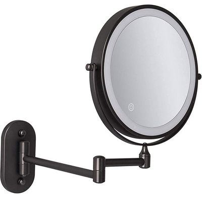8 Inch Rechargeable Wall Mounted Lighted Makeup Vanity Mirror with 3 Color Lights, Double Sides 1X/5X Magnifying Bathroom Makeup Mirror, Touch Screen Dimming 360 Shaving Mirror1X/5 ( Size : 1X/10X )