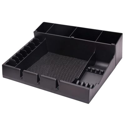 LALAFINA Clipper Guard Organizer Salon Station Storage Box 15X12X4 Inch Push-Cut Hair Clipper Holder with Notches for Barber Tools and Trimmer Storage