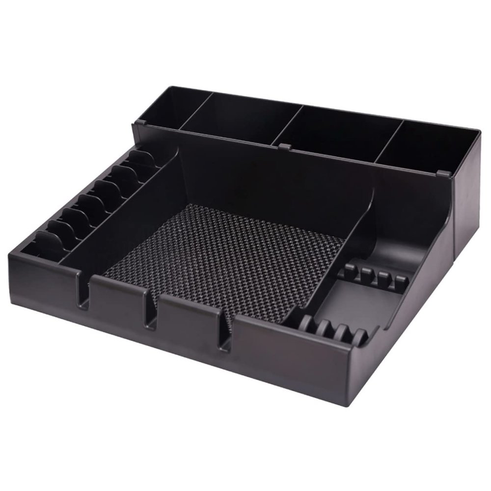 LALAFINA Clipper Guard Organizer Salon Station Storage Box 15X12X4 Inch Push-Cut Hair Clipper Holder with Notches for Barber Tools and Trimmer Storage