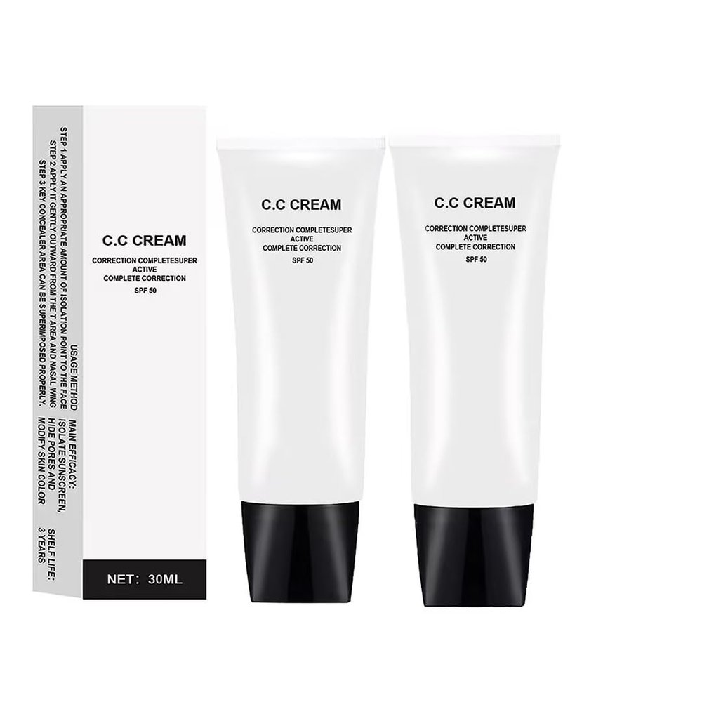 weispo 2pcs Skin Tone Adjusting CC Cream SPF 50, New Cosmetics CC Cream, Pre-makeup Primer Moisturizing Skin Concealer Brightening Skin Tone(Natural Color)