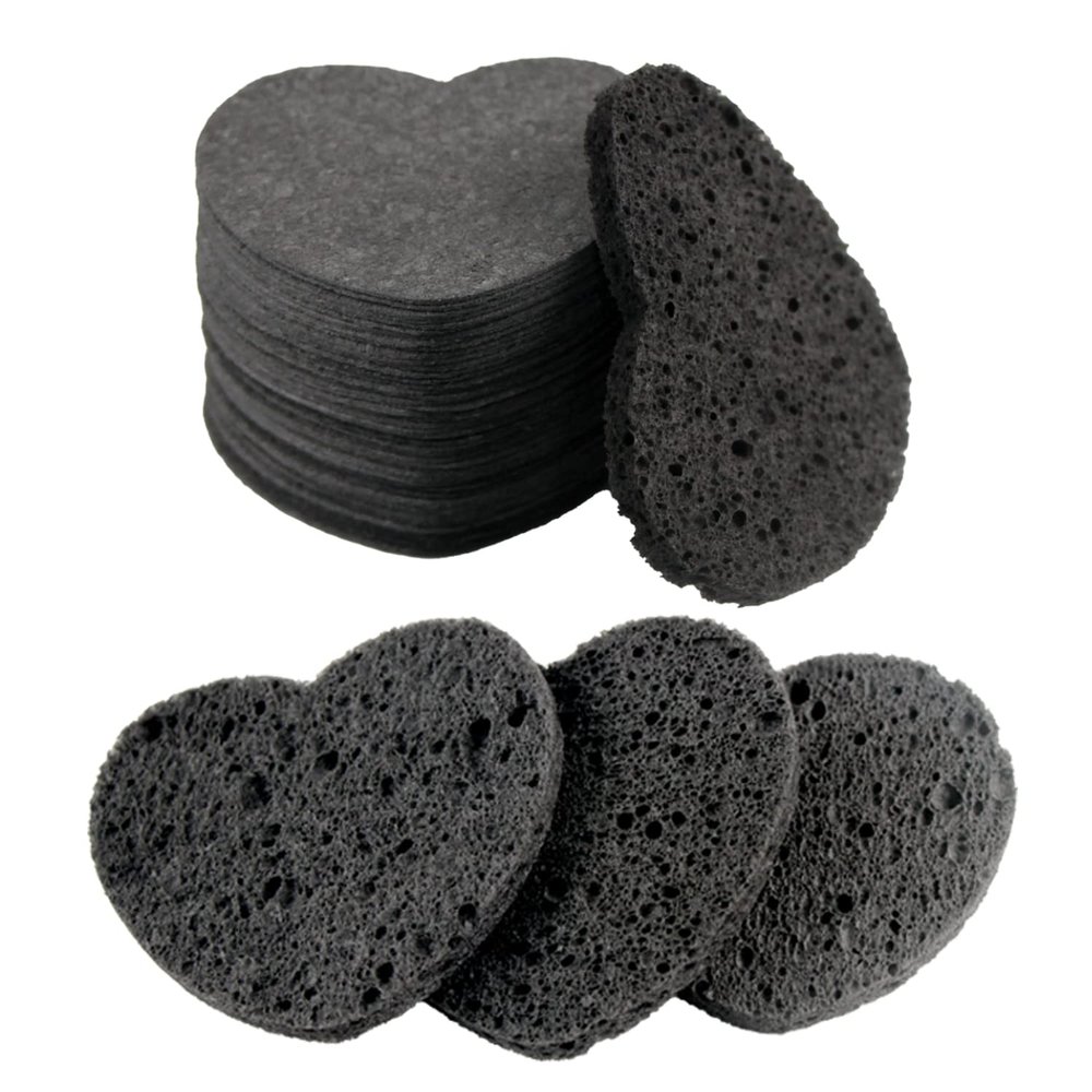 50-Count Facial Sponges Compressed, 100% Natural Cellulose Face Sponge Professional Cosmetic Spa Sponges for Face Cleansing, Exfoliating Mask, Makeup Removal for Travel and Home, Black