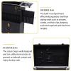 Rolling Lockable Makeup Train Case, Black Rolling Makeup Case, 4-Tiers Large Trolley Storage Case Lockable, Aluminum Trolley Professional Cosmetic Organizer Box, with Hair Dryer Holder view 3