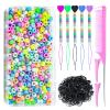 1008 Pcs Hair Beads Set with Hair Styling Tool, 500Pcs Pony Beads, 500Pcs Small Elastic Rubber Bands, 1Pcs Rattail Comb, 2Pcs Duckbill Clips, 5Pcs Quick Beaders for Kids and Girls Hair Braids view 1