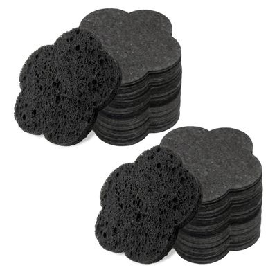 100-Count Facial Sponges Compressed Facial Sponges Natural Facial Cleansing Sponges Pads Cute Flower Shape Exfoliating Sponges for Cleansing Reusable,Best Makeup Gift, Black