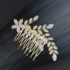 Sparkly Bridal Floral Hair Pieces Gold Silver Hair Clips CZ Crystal Hair Combs for Women Cubic Zirconia Short Wedding Hair Accessories for Brides (Gold) view 2