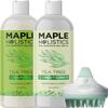 Tea Tree Shampoo and Conditioner with Scrubber - Soft Silicone Scalp Massager and Scalp Exfoliators Made with Recycled Wheat Straw plus Sulfate Free Tea Tree Oil Shampoo and Conditioner 8oz view 1