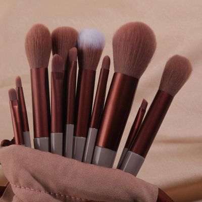 13 PCs purpleflower holly leaf makeup brush set portable soft hair blush brush eye shadow brush full set of beauty tools