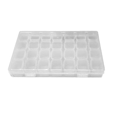 28 Slots Plastic Organizer Case, Transparent Nail Art Accessory Decorations Jewelry Storage Organizer Box for Beads DIY Art Craft Container Case Nail Accessories (Transparent)