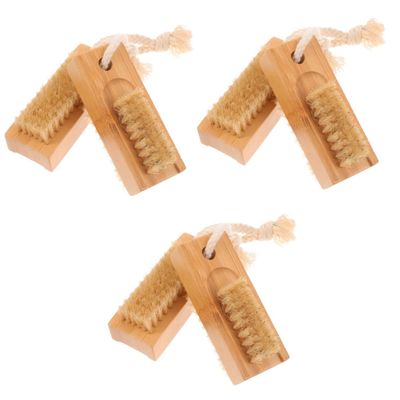 minkissy 6pcs Natural Nail Cleaner Brushes Double-sided Fingernail Scrub Tools for Dust Removal Portable Comfortable Nail Cleaning Kit for Use