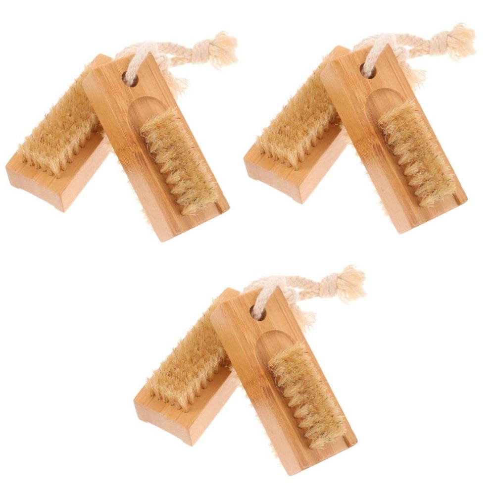 minkissy 6pcs Natural Nail Cleaner Brushes Double-sided Fingernail Scrub Tools for Dust Removal Portable Comfortable Nail Cleaning Kit for Use
