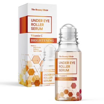 The Beauty Elixir Vitamin C Eye Roller For Puffy Eyes & Dark Circles - Dermatologist Tested, Brightens Under Eyes & Crow's Feet Treatment, Natural Clean Beauty - Korean Skin Care - For All Skin Types
