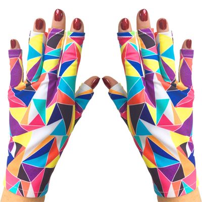 ManiGlovz - The Original UPF 50+ UV/LED Protective Gloves for Gel Manicures, Sun Protection Fingerless Gloves-Shield Skin from The Sun and Nail Lamp-Kaleidoscope Print