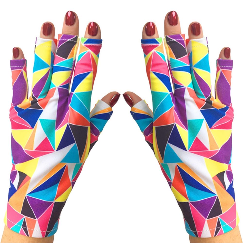 ManiGlovz - The Original UPF 50+ UV/LED Protective Gloves for Gel Manicures, Sun Protection Fingerless Gloves-Shield Skin from The Sun and Nail Lamp-Kaleidoscope Print