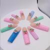 FRUJCDKI Real Gel Handmade Colorful Crocodile Pattern Cherry Rhinestone Press on Nails Gems Coffin Fake Nails with Designs Glossy False Nails for Women and Girls (Colorful Crocodile-S) view 1