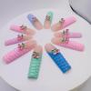 FRUJCDKI Real Gel Handmade Colorful Crocodile Pattern Cherry Rhinestone Press on Nails Gems Coffin Fake Nails with Designs Glossy False Nails for Women and Girls (Colorful Crocodile-S) view 2