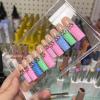 FRUJCDKI Real Gel Handmade Colorful Crocodile Pattern Cherry Rhinestone Press on Nails Gems Coffin Fake Nails with Designs Glossy False Nails for Women and Girls (Colorful Crocodile-S) view 4