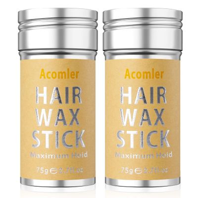 Acomler Hair Wax Stick, Slick Back Hair Products, Fly Away Stick for Hair, Flyaways Edge Control, Slick Stick for Hair Non-greasy, Hair Styling Wax Pomade Gel for Women, Kids, Girls (2 Pack, 5.4oz)