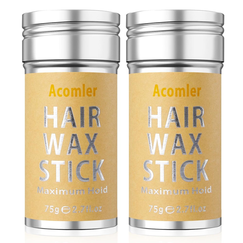 Acomler Hair Wax Stick, Slick Back Hair Products, Fly Away Stick for Hair, Flyaways Edge Control, Slick Stick for Hair Non-greasy, Hair Styling Wax Pomade Gel for Women, Kids, Girls (2 Pack, 5.4oz)