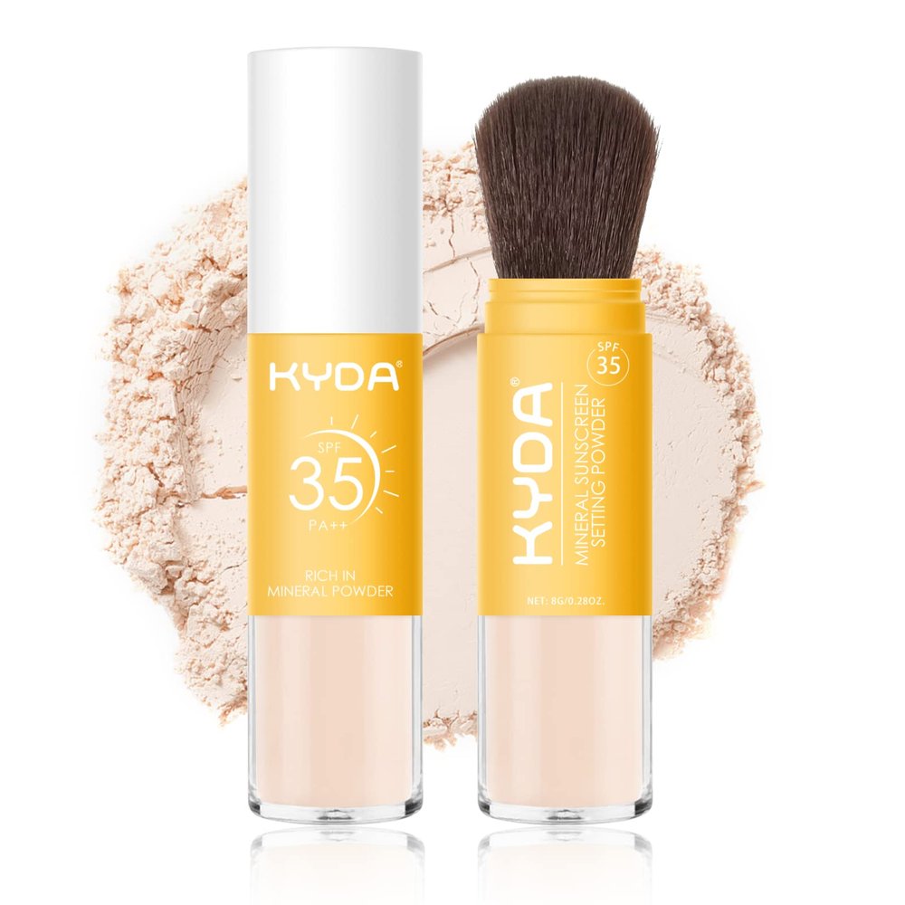 KYDA Mineral Sunscreen Setting Powder for Face & Scalp, SPF 35 Mineral Scalp Sunscreen, Lasting Oil Control Matte Loose Powder, Lightweight Breathable for All Skin Type, Translucent