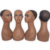 Voloria 4PCS Wholesale Realistic Female Mannequin Head Long Neck Manikin PVC Head Bust Wig Model Head Stand with Makeup Wigs,Hats,Sunglasses,Necklace,Jewelry (Dark), Brown (voloriamannequin4pieces) view 1