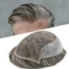 Mens Toupee Hairpieces Human Hair Replacement System French Lace front thin Skin Toupee for men Gray Brown Black Ash Blonde Men Hair Piece Natural Wigs For Men(7"x9", #260 Darkest Brown+60% Gray-100% Light to Med-Light Density) view 3