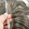 Mens Toupee Hairpieces Human Hair Replacement System French Lace front thin Skin Toupee for men Gray Brown Black Ash Blonde Men Hair Piece Natural Wigs For Men(7"x9", #260 Darkest Brown+60% Gray-100% Light to Med-Light Density) view 4