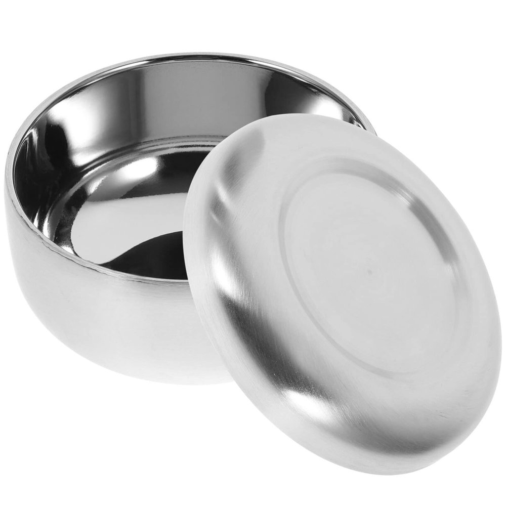 Beaupretty Men's Shaving Bowl with Lid Stainless Shaving Lather Bowl Storage for Shave Soap