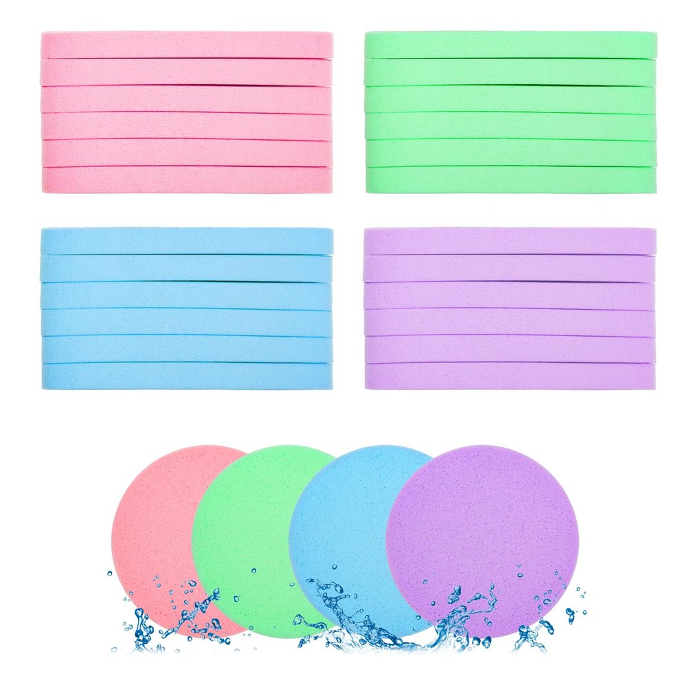 120Pcs Facial Compressed Facial Sponges for Women, Coldairsoap PVA Professional Makeup Sponge Female Removal Pads Compress Exfoliating Face Cleansing Rounds Wash Pad (pink+green+blue+purple)