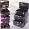 Makeup Train Case, Rolling Nail Case, Aluminum Rolling Makeup Case, Rolling Makeup Trolley Case, Manicure Storage Case Polish Organizer w/ 4 Wheels (Purple) view 2