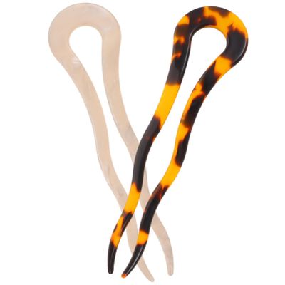 FRCOLOR 2pcs U-shaped Hair Elegant French Style Hair Forks for Daily Wear Special Occasions Deep Tortoise