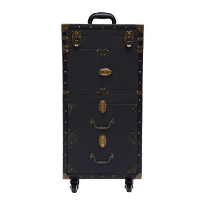 TFCFL Beauty Salon Luggage Rolling Lockable Makeup Train Case Hairdressing Trolley with Hair Dryer Holder and Combination Locks Cosmetic Organizer Tool Box