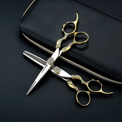 Hair Cutting Scissors, 6 Inch European Vintage Hair Salon Haircut Sharp Hairdressing Scissors Hair Tools Household Hair Trimming Tools (Color : Set)