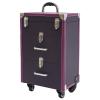 Lemoeyes Makeup Trolley Case, 3 Layers Rolling Makeup Case with 4 Wheels Cosmetic Case, Professional Nail Polish Storage Makeup Train Organizer for Salon Barber (Purple) view 1