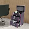 Lemoeyes Makeup Trolley Case, 3 Layers Rolling Makeup Case with 4 Wheels Cosmetic Case, Professional Nail Polish Storage Makeup Train Organizer for Salon Barber (Purple) view 3
