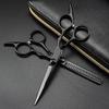 Hair Cutting Scissors, 6 inch Japan steel black screw cut hair cutting scissors haircut thinning barber tools shears hairdresser scissors set (Color : Set with bag) view 1