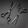 Hair Cutting Scissors, 6 inch Japan steel black screw cut hair cutting scissors haircut thinning barber tools shears hairdresser scissors set (Color : Set with bag) view 2
