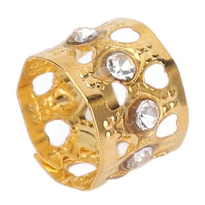 100Pcs Dreadlocks Beads Sparkling Rhinestone Fashionable Hair Braiding Rings,Gold and Silver Metal Hair Cuffs for Hair Decoration (Gold)