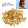 100Pcs Dreadlocks Beads Sparkling Rhinestone Fashionable Hair Braiding Rings,Gold and Silver Metal Hair Cuffs for Hair Decoration (Gold) view 2