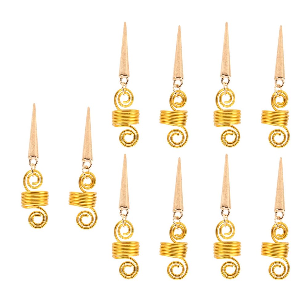 10pcs Dreadlocks Beads, Fashionable Gold Beard Beads for DIY Bracelet Necklace Jewelry Hair Decoration