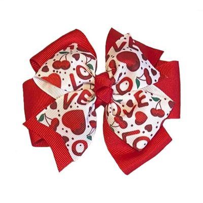 Cherry LOVE Pinwheel Hair Bow