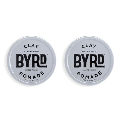 BYRD Hair Clay Pomade 2-Pack  Strong Hold, Ultra Matte Finish, Add Volume and Sculpt to All Hair Types, 3.35 Oz Each (Two Pack)