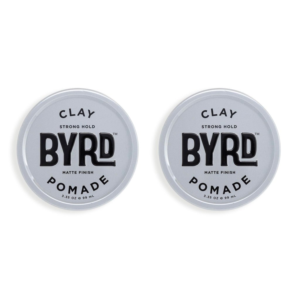 BYRD Hair Clay Pomade 2-Pack  Strong Hold, Ultra Matte Finish, Add Volume and Sculpt to All Hair Types, 3.35 Oz Each (Two Pack)