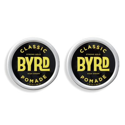 BYRD Classic Pomade 2-Pack Strong Hold, High Shine Finish, Add Flexible Texture to All Hair Types, 3.35 Oz Each (Two Pack)